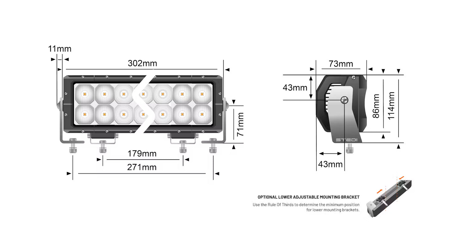ST4K 12” Double Row LED Light Bar (20 LED) - Stedi LEDST4K-12-20L