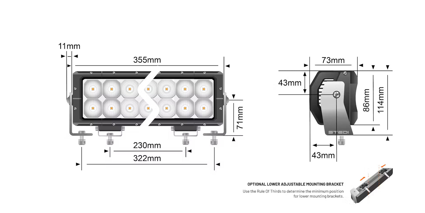 ST4K 14” Double Row LED Light Bar (24 LED) - Stedi LEDST4K-14-24L