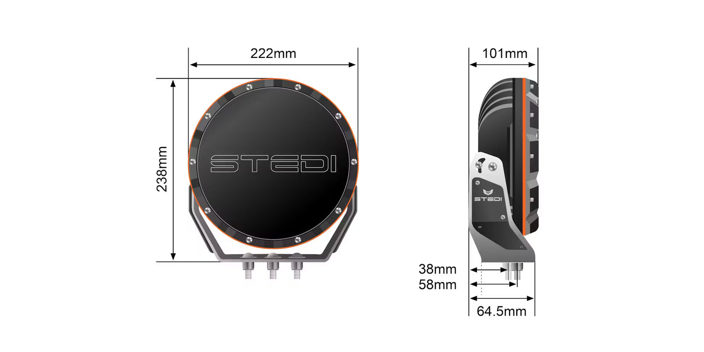 Feux de route à LED Type-X Sport Plus 7" (paire) - Stedi ST-01-SRT-701