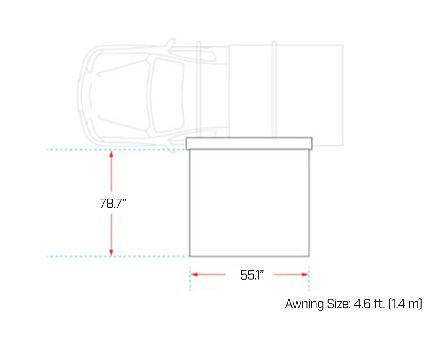 DeltaWing 90° Awning Compact Blackout Shade with LED Lighting-Ironman 4x4 IAWNINGXT