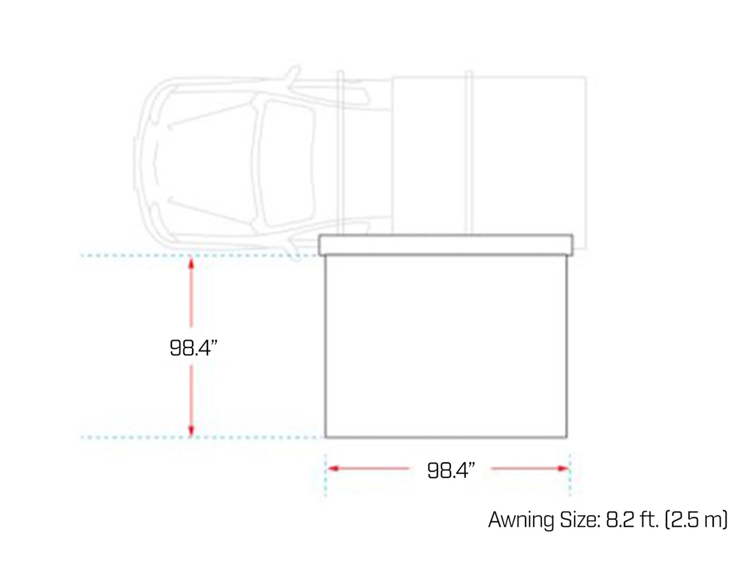 DeltaWing 90° Awning Compact Blackout Shade with LED Lighting-Ironman 4x4 IAWNINGXT