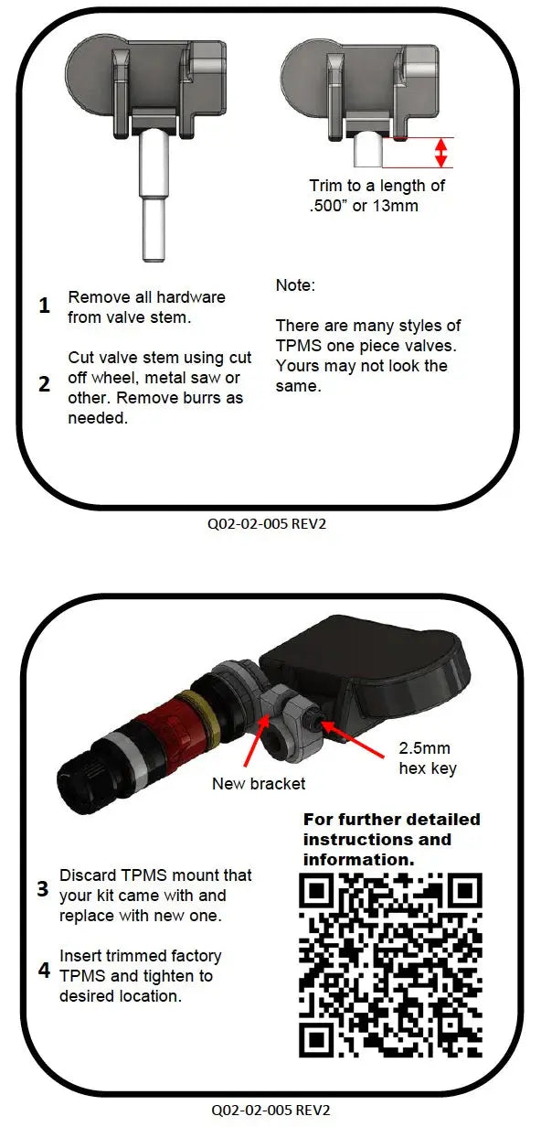 TPMS Sensor Adapter Set for Ultra Fast Deflation Valve Apex design