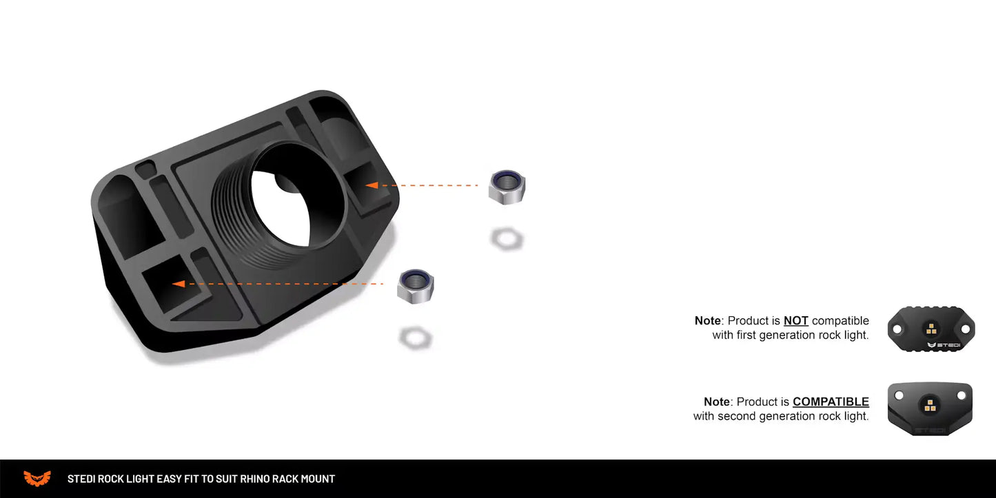 Mounting Brackets Rock Light- Rhino Rack (Pair) - Stedi LEDROCK-EASY-FIT Stedi