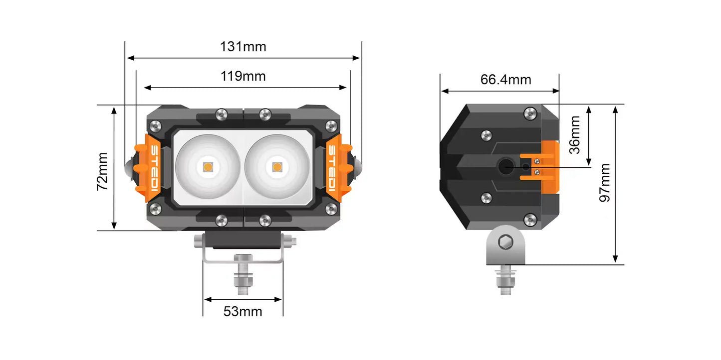 ST3301 PRO - 4.6" | Work Light (2 LED) - Stedi LED3301-PRO-2L Stedi