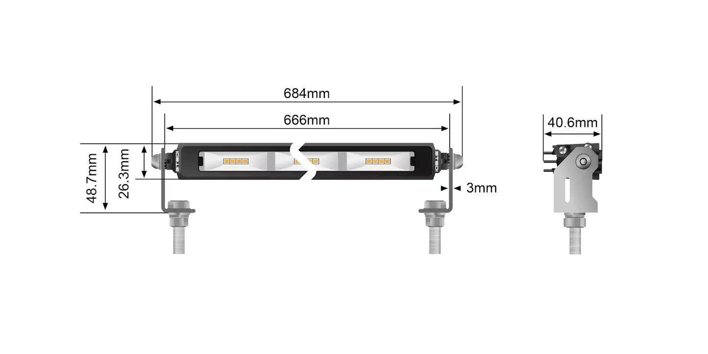 Micro V2 – 26" | Flood Light (48 Led – Amber) - Stedi LEDMICRO-72W-AMBER Stedi