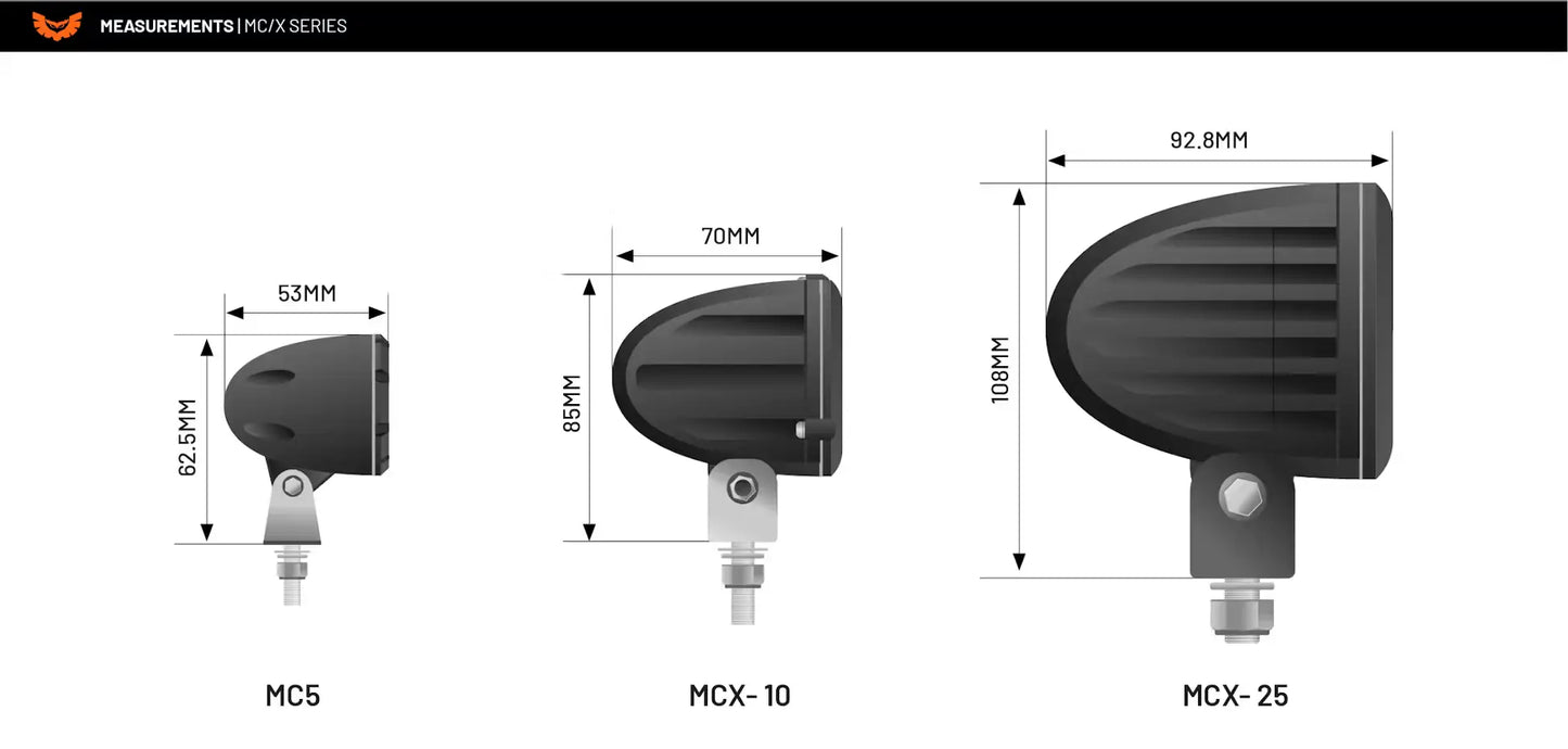 MCX25 Motorcycle Driving Light -Flood - Stedi LEDMOTO-25W-FLOOD Stedi