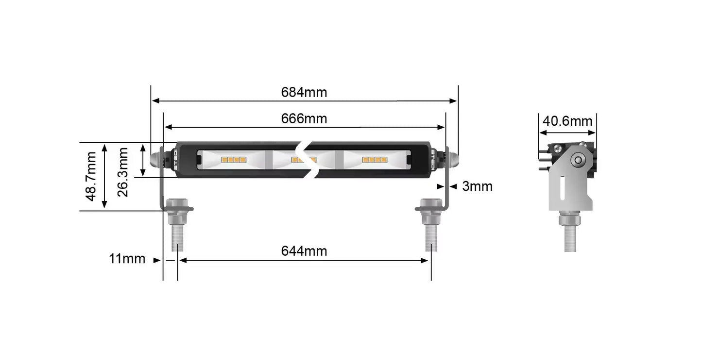 Micro V2 – 26" | Flood Light (48 Led – White) - Stedi LED3520-26-72W Stedi
