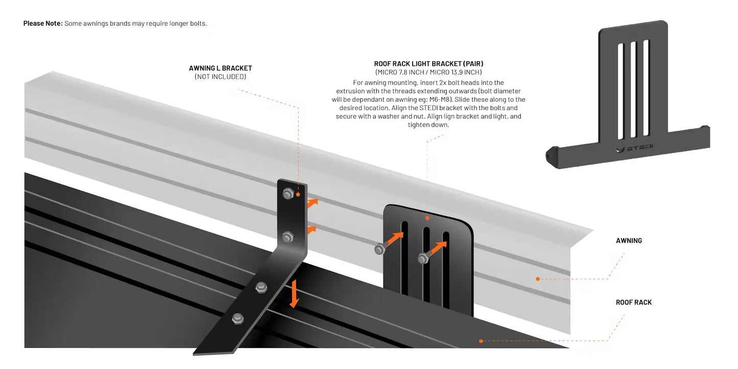 Mounting Bracket Roof Rack Micro 7.8" (Pair) - Stedi ROOFBRK-7.8 Stedi