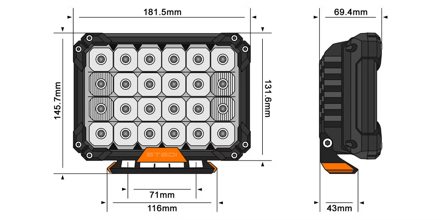 Feux de route à LED Type-X Sport Plus 7" (paire) - Stedi ST-01-SRT-701