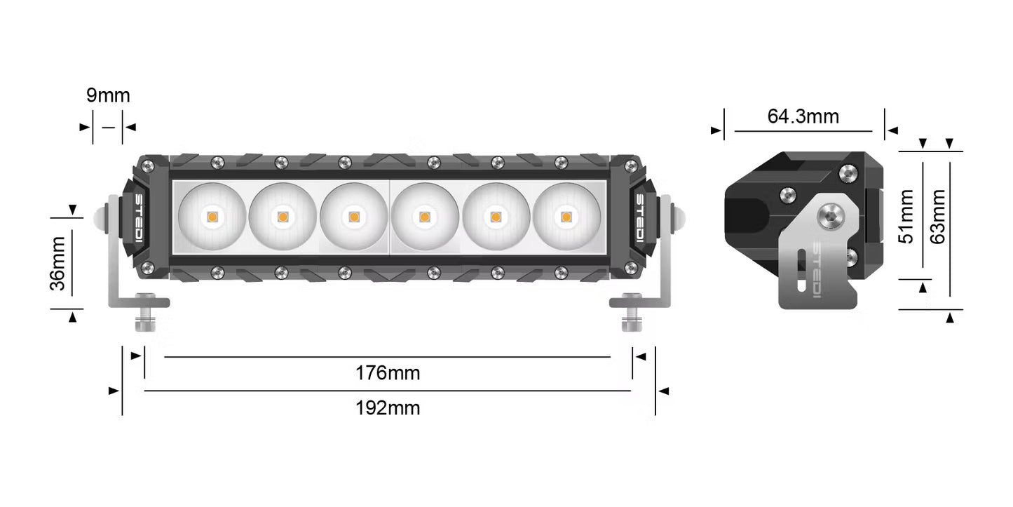 ST3K 7.5” Slim LED Light Bar (6 Led) - Stedi LEDST3K-6L