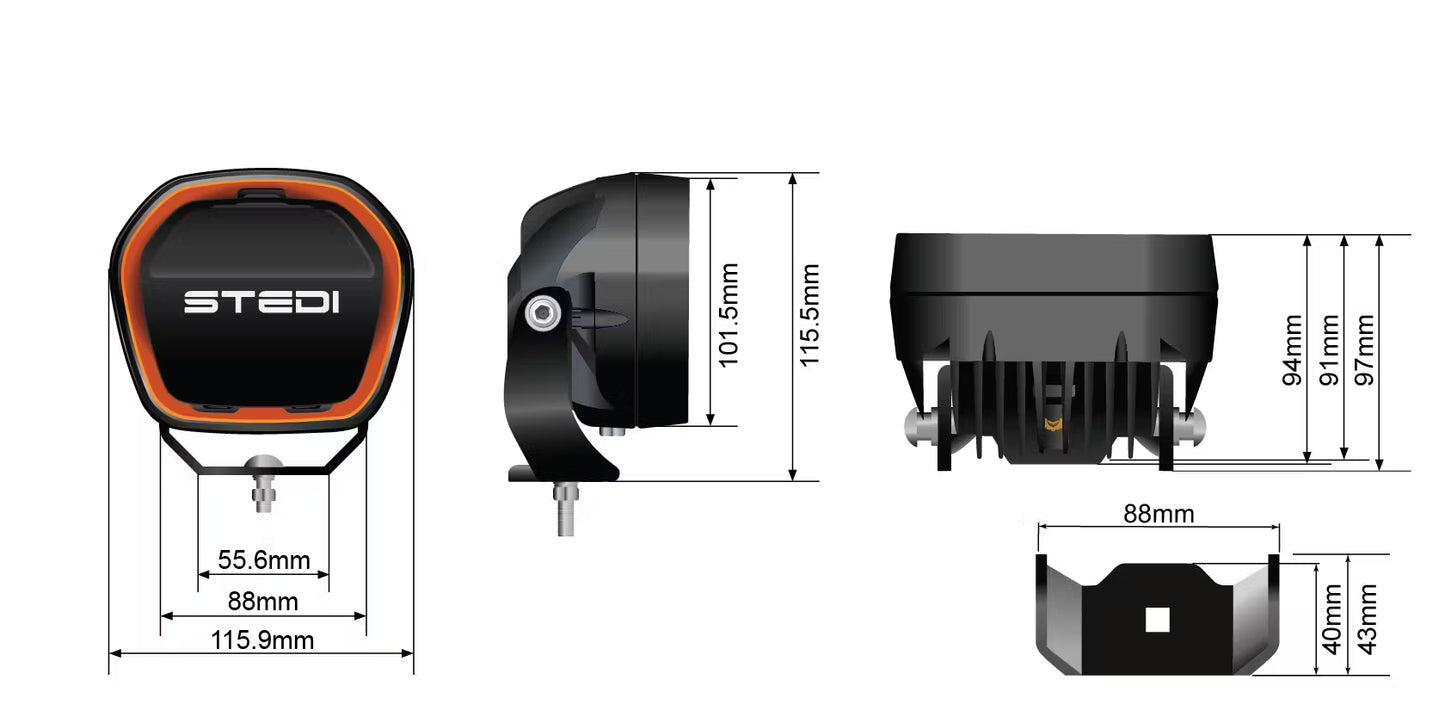 Feux de route à LED Type-X Sport Plus 7" (paire) - Stedi ST-01-SRT-701