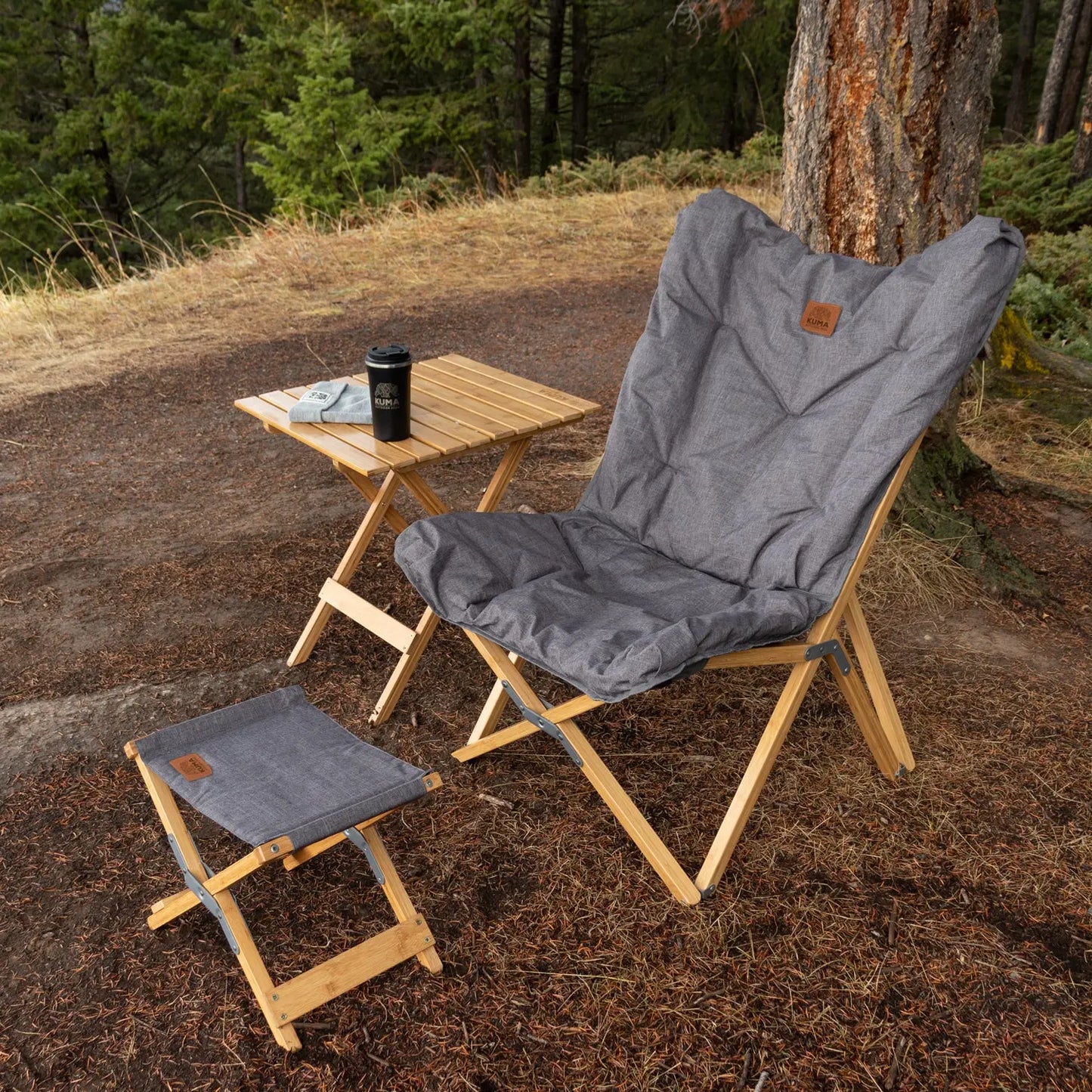 Yoho Bamboo Stool - Heather Grey- Kuma 861-KM-YBBS-HG KUMA OUTDOOR GEAR