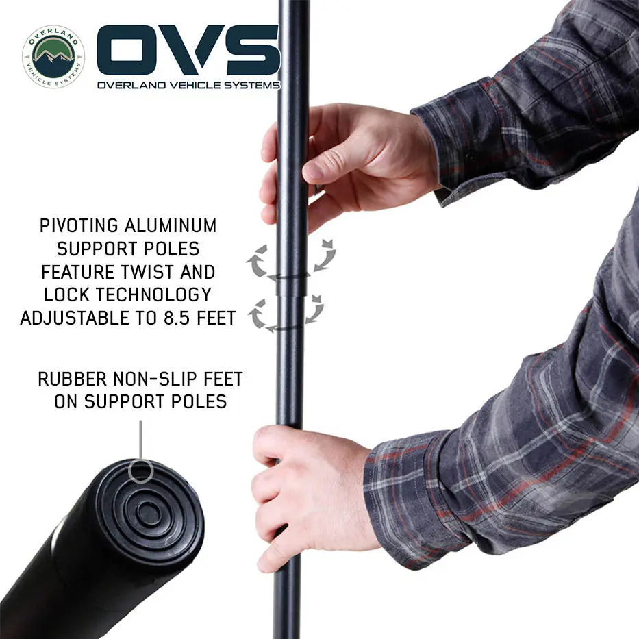 OVS- HD Nomadic 270 Degree Awning - Driver Side - Dark Gray Awning with Black Cover - M.A.P. OFF ROAD