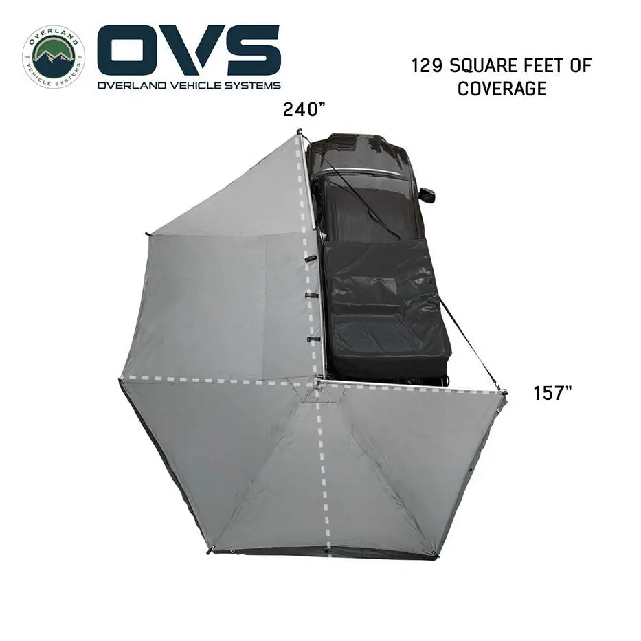 OVS- HD Nomadic 270 Degree Awning - Driver Side - Dark Gray Awning with Black Cover - M.A.P. OFF ROAD