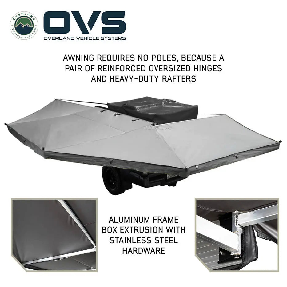 OVS- HD Nomadic 270 Degree Awning - Driver Side - Dark Gray Awning with Black Cover - M.A.P. OFF ROAD
