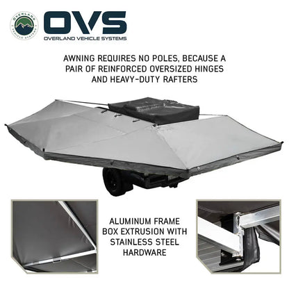 OVS- HD Nomadic 270 Degree Awning - Driver Side - Dark Gray Awning with Black Cover - M.A.P. OFF ROAD