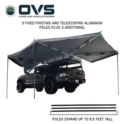 OVS- HD Nomadic 270 Degree Awning - Driver Side - Dark Gray Awning with Black Cover - M.A.P. OFF ROAD