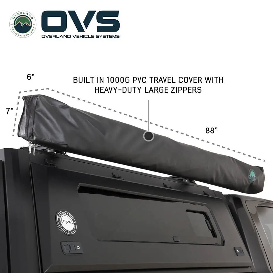 OVS- HD Nomadic 270 Degree Awning - Driver Side - Dark Gray Awning with Black Cover - M.A.P. OFF ROAD
