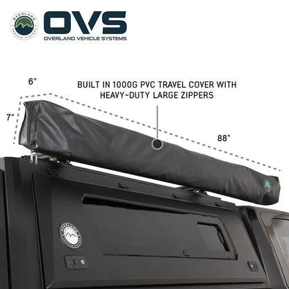 OVS- HD Nomadic 270 Degree Awning - Driver Side - Dark Gray Awning with Black Cover - M.A.P. OFF ROAD