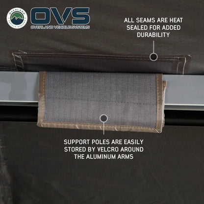 OVS- HD Nomadic 270 Degree Awning - Driver Side - Dark Gray Awning with Black Cover - M.A.P. OFF ROAD