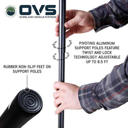 OVS- HD Nomadic 270 Degree Awning LT- Driver Side - Dark Gray Awning with Black Cover