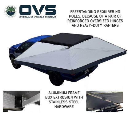 OVS- HD Nomadic 270 Degree Awning LT- Driver Side - Dark Gray Awning with Black Cover