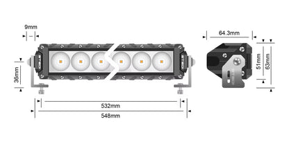 ST3K 21.5” Slim LED Light Bar (20 Led) - Stedi LEDST3K-20L